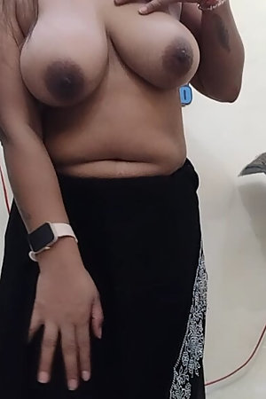 Desi Mona Show Boobs and nipple in black Sari